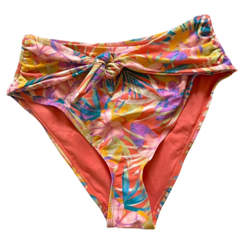 Floral print bikini high waisted bottoms womens medium